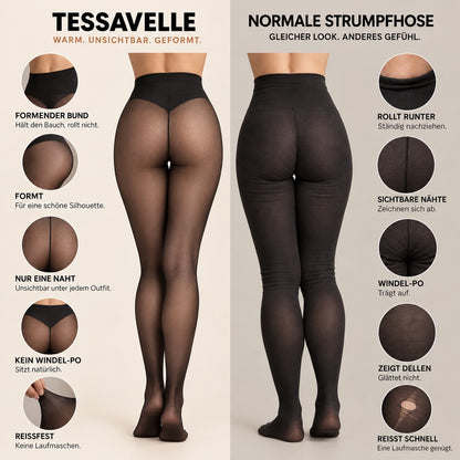 Tessavelle im Vergleich mit einer normalen Strumpfhose